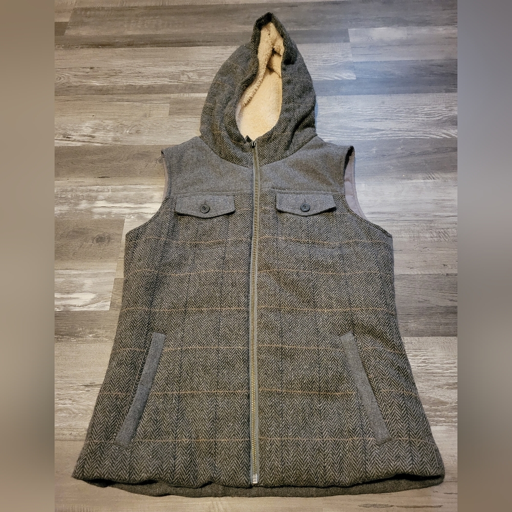 Prana Ava Herringbone Wool Blend Vest, XS